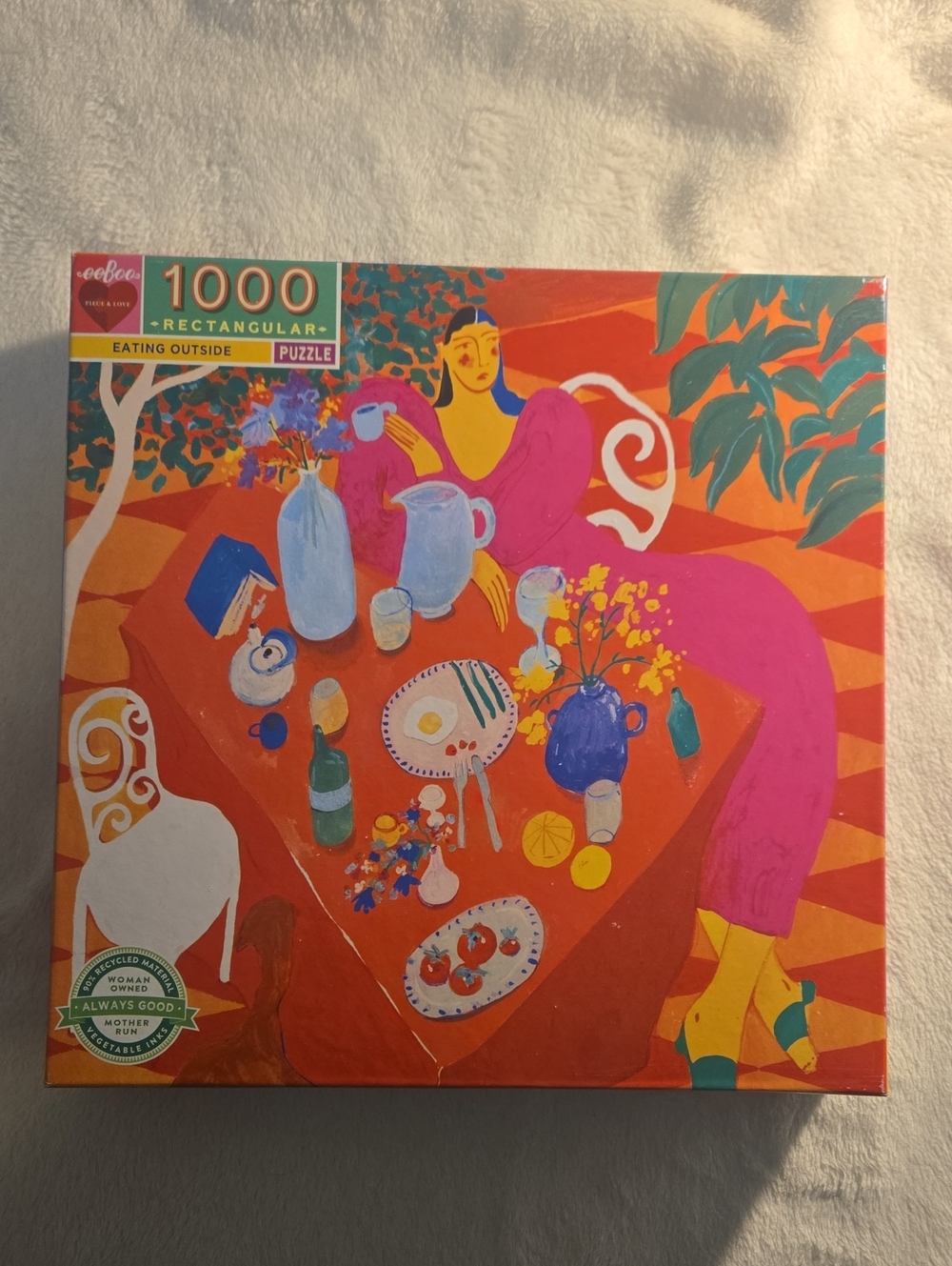 Eeboo 1000 Piece Puzzle - Eating Outside Rectangular Puzzle